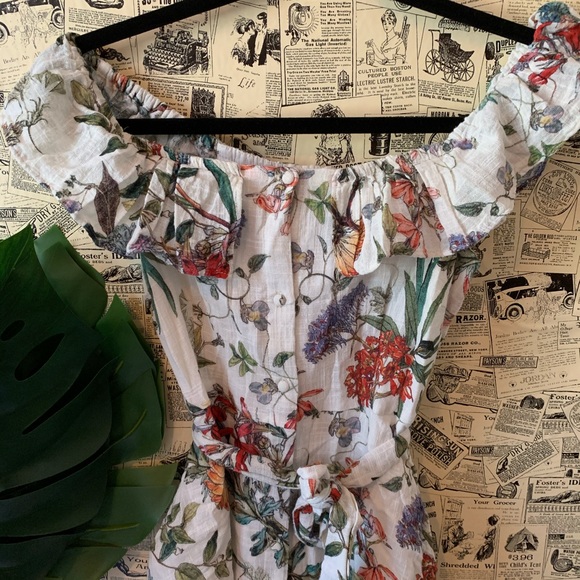 Zara off shoulder floral dress SZ small - Picture 3 of 10